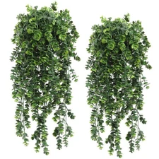 2pcs Fake Hanging Eucalyptus Plant Vine Plant Artificial Ivy Leaves (No Basket)