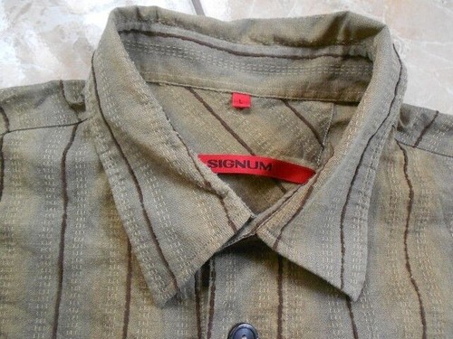 EB965 Signum Rouge Chemise L Tons Bruns Rayé Bien - Photo 1/1