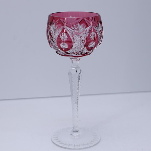 Bohemian Czech Cut to Clear Crystal Goblets Hocks Glasses Signed NGL - Picture 18 of 22