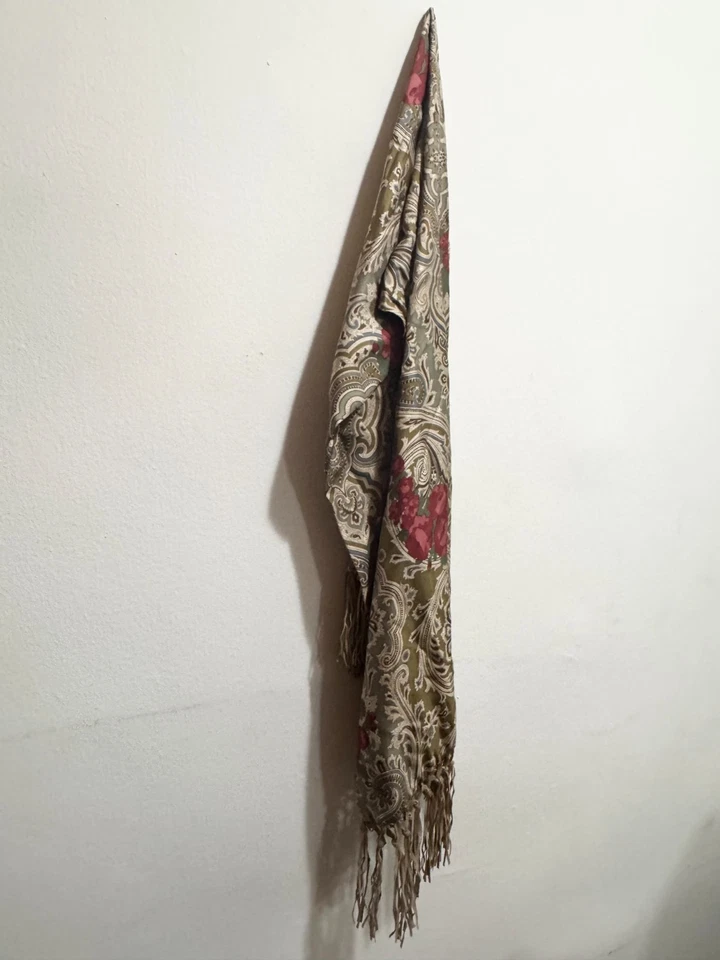 Spinoso Bufandas Bufanda Larga Seda con Borlas Gamuza Foto 4 de 4