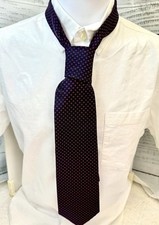 J. Crew 100% Silk Tie Navy Blue Red Geometric Pattern Made in USA 60” x 4”