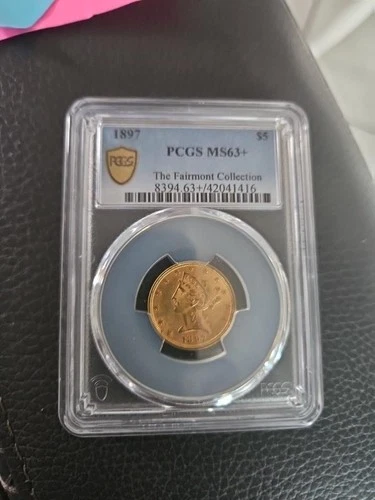 1897 $5 Liberty Head Gold Half Eagle Coin US PCGS MS63+ Fairmont Collection