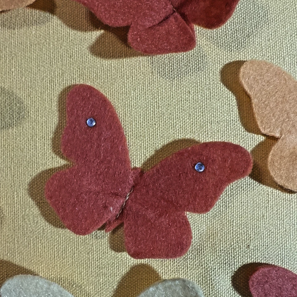 Yellow Butterfly Pillow 17” Handmade Rustic Orange Sequins Cloth Cheerful Gift - Image 2 of 4