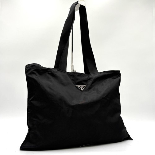 Auth PRADA Tote Bag Shoulder Bag Nylon Black Logo A4 Storage well maintained - Picture 3 of 10