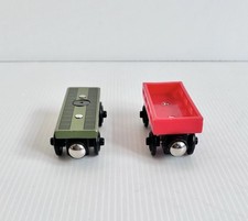 TWO Thomas the Train Wooden Railway Cargo  Flatbed Car 2003
