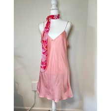 Victoria's Secret Vintage 70-80s Pink Slip Dress Bow Soft Girl Coquette     