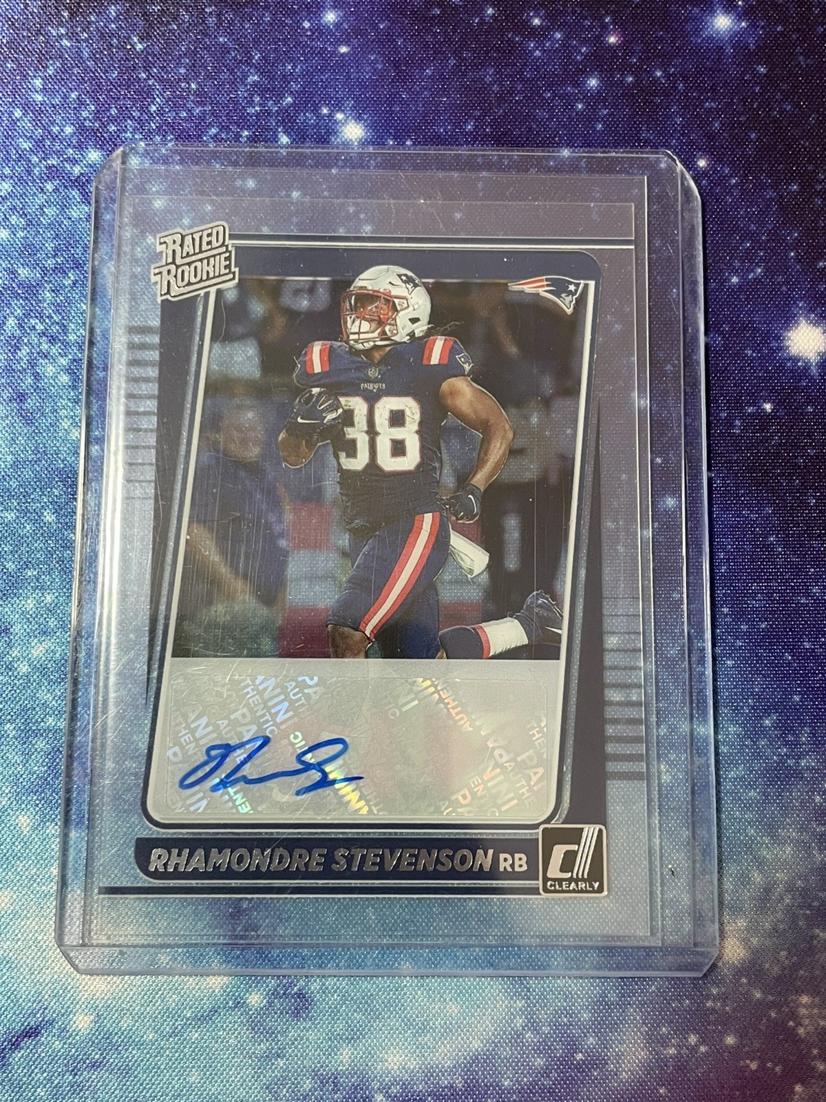 Rhamondre Stevenson Panini Clearly Donruss #86 Rated Rookie Autograph