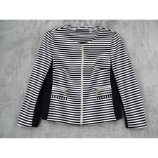 Ivanka Trump Jacket Womens 4 Nautical Striped Career Classic Office Black White