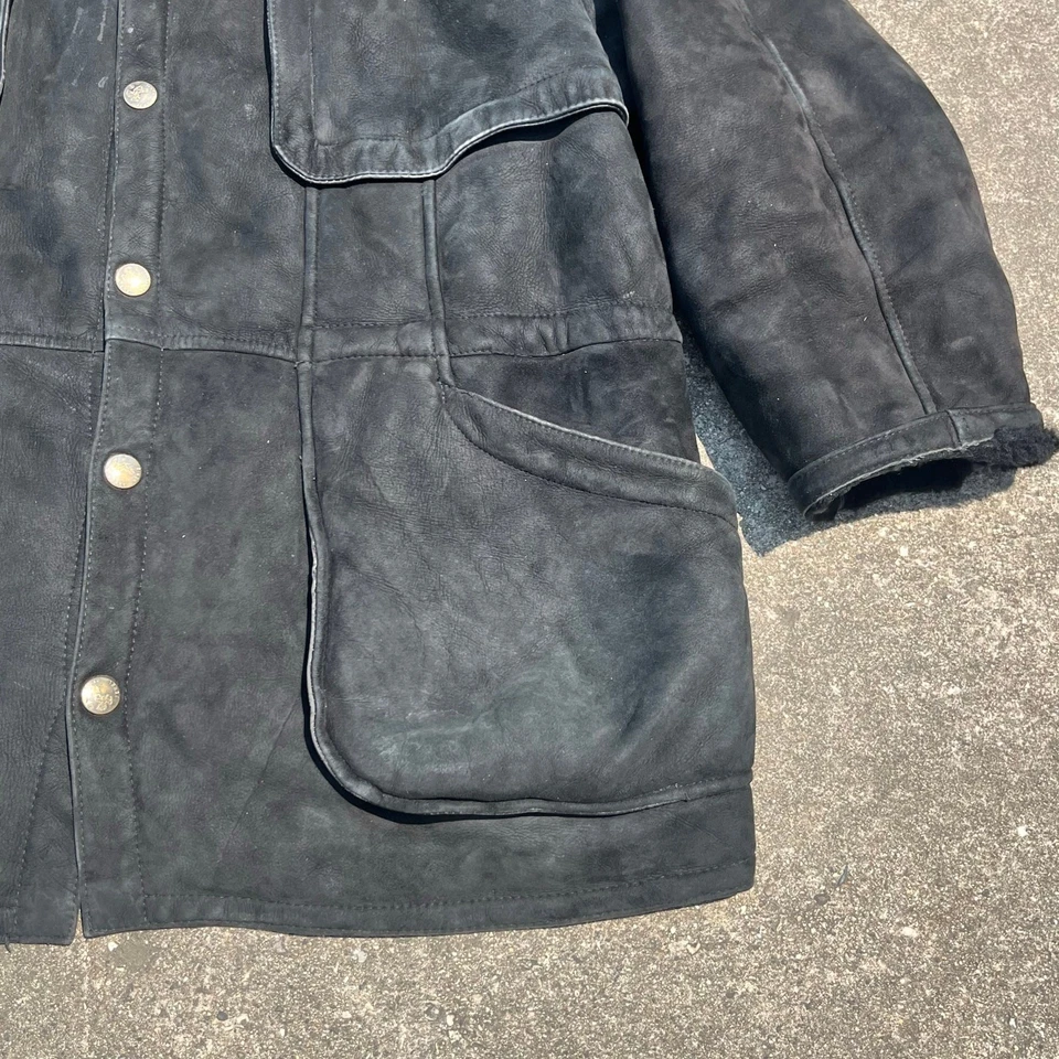 Vintage 80s JEKEL Paris Neiman Marcus Sheepskin Fur Black Down Jacket Mens XL - Image 2 of 4