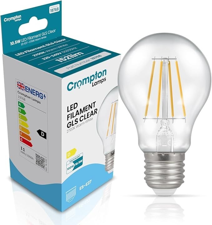 LED GLS 10.5 = 100 Watt Filament Clear 1521lm 2700K  ES / E27 Crompton 19768