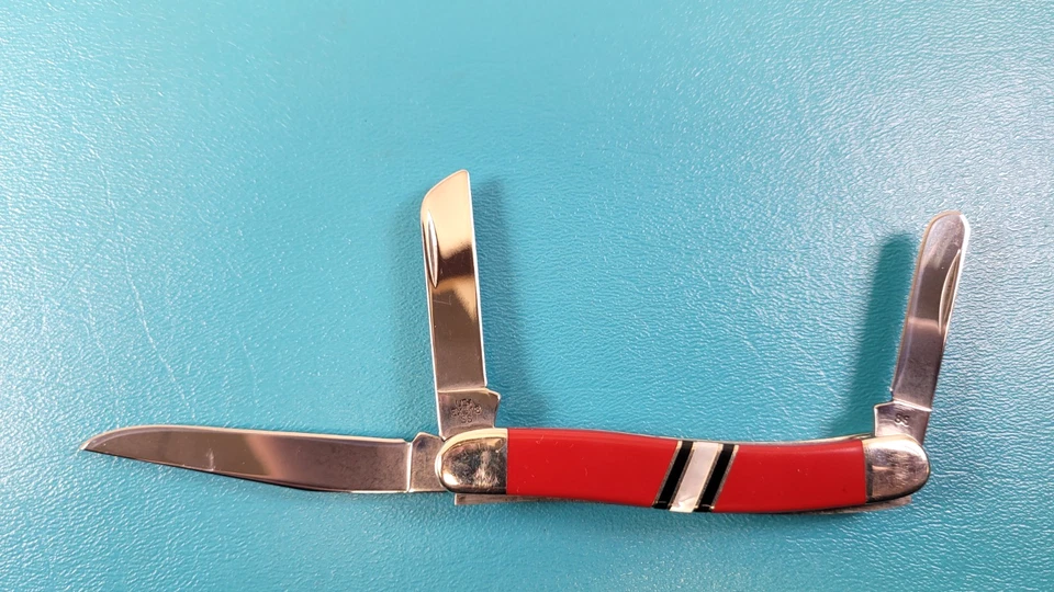 CASE XX EX318 SS Stockman Folding Pocket Knife Red w/ Mother of Pearl TR619 - Image 2 of 4