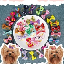 Small Dog Hair Bows with Rubber Bands