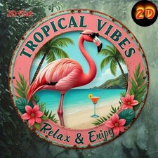 Tin Metal Signs Home D cor Vintage Tropical Beach Wall Art Tropical Vibes with F