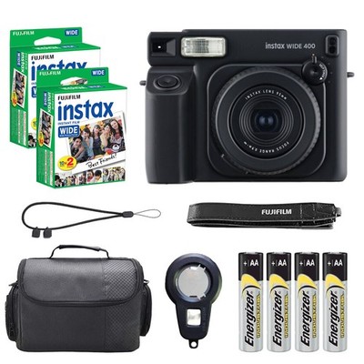 Fujifilm Instax Wide 400 Camera (Jet Black) w/ Case & 40 Wide Film