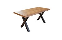Esstisch Baumkante Massiv Akazie Natur 240 X 100 Schwarz X-Gestell Xerez