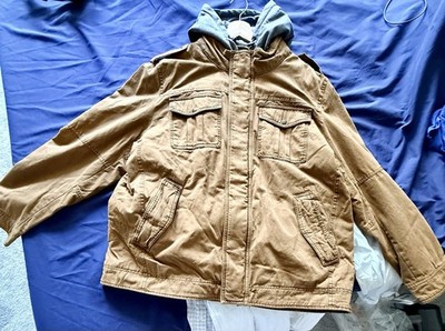 Men's Levi's Hooded Sherpa Lined Trucker Jacket Workwear Brown Sz XXL