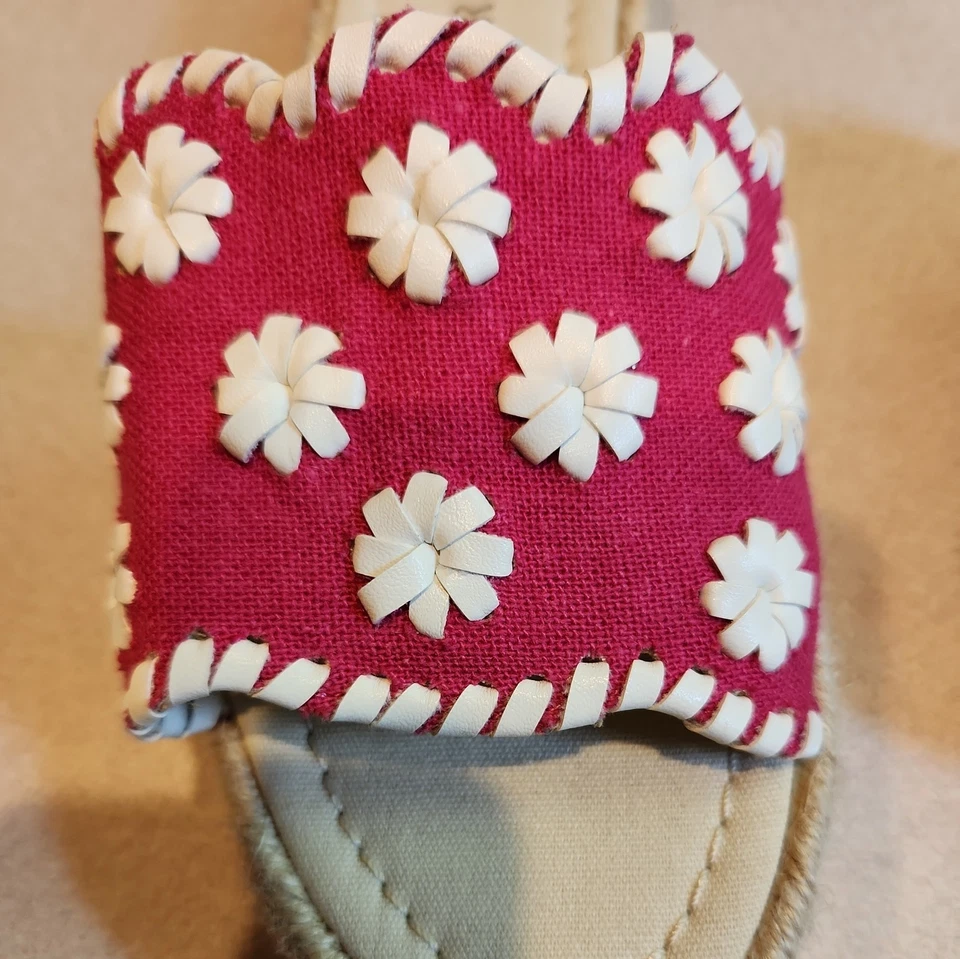 Alpargatas Jack Rogers Palmer Floral Rosa y Blanco Cuña Slides Talla 6.5 Nuevas Foto 3 de 4