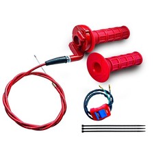 7/8 22mm Red Twist Throttle Accelerator Handle Grips Cable for Pit Bike