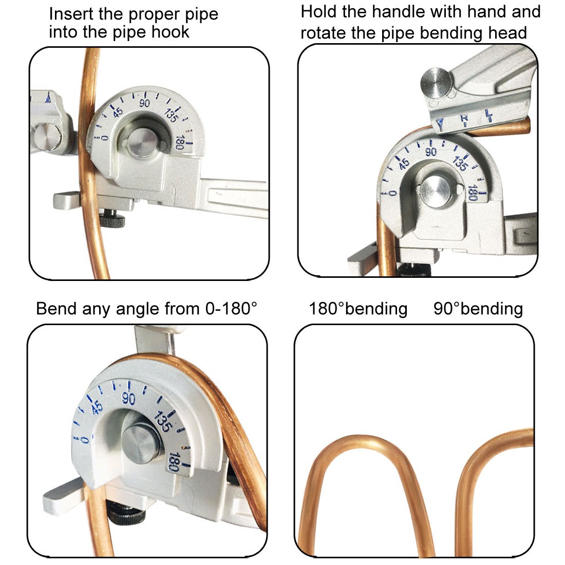 2in1 Pipe Tube Bender 180 Degree Tool for 3/8" 1/2" OD Brass Aluminum Steel Tube