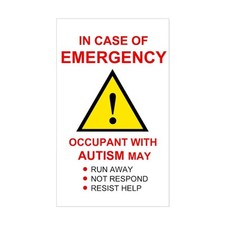 CafePress Autism Emergency Warning Sticker For Home Sticker rect.  506968782 