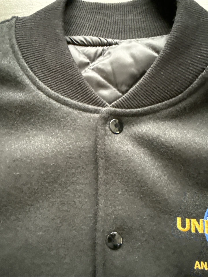 Chaqueta Bomber Vintage Universal Studios MCA Lana Cuero Años 80 90 Talla L Foto 3 de 4