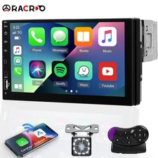 Single 1Din 7" Touch Screen Car Stereo Bluetooth Apple/Android Carplay GPS Radio