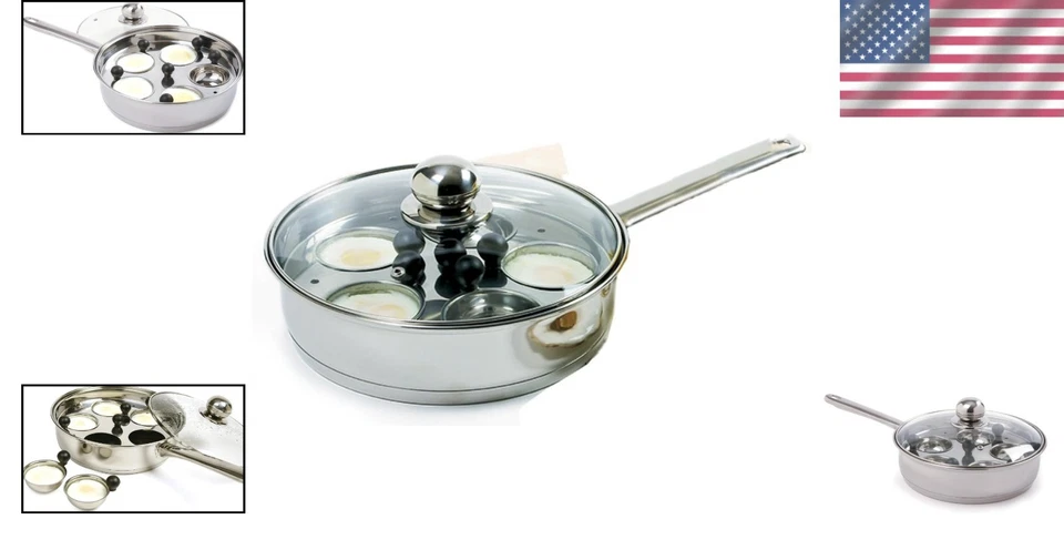 Набор сковородок/браконьеров для яиц из нержавеющей стали, 10 дюймов - Изображение 2 из 4