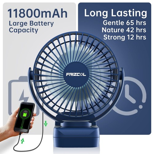Clip on Fan 65 Hours Portable Desk Fan Rechargeable with LED Lights & Hooks 1... - Picture 2 of 7
