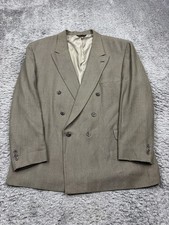 Pierre Balmain Blazer Men 50R Brown Wool Houndstooth Double Breasted Jacket Vtg