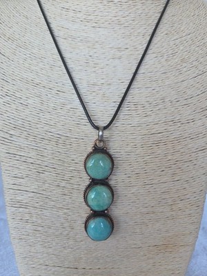 Handcrafted Artisanal Necklace, Gemstone, Copper , Leather, Rare Find, Unique