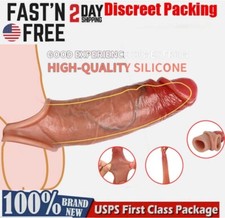 7'' Thick Penis Sleeve Male Penis Enlarger Extender Sheath Silicone Cock Sleeve