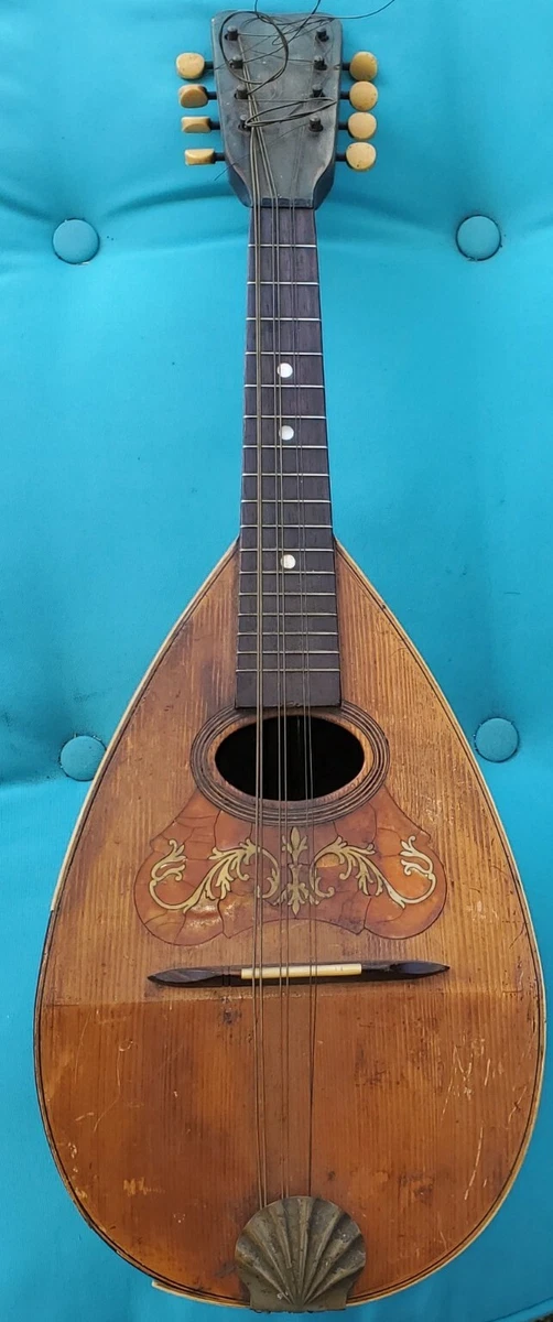 Vintage Antique 8 String Mandolin BowlBack Floral Inlay American Conservatory