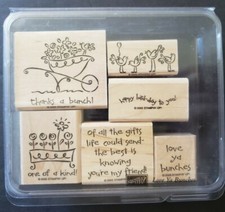 Stampin Up Love Ya Bunches Rubber Stamps Birthday Friend Thanks Wheelbarrow Bird