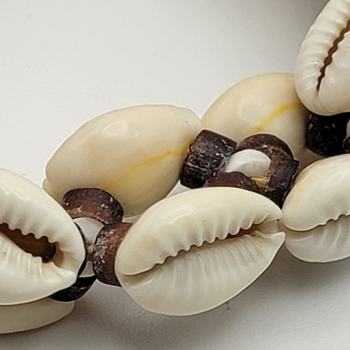 Vintage Cowrie Shell And Stone Double Row Toggle Bracelet 7.25" Hawaii - Picture 2 of 7