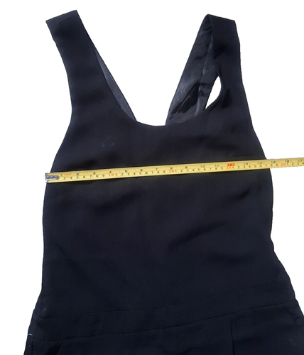 TOPSHOP WOMENS JUMPSUIT SIZE 12 BLACK TAPERED LEG DUNGAREES POCKETS BACK ZIP - Picture 15 of 23