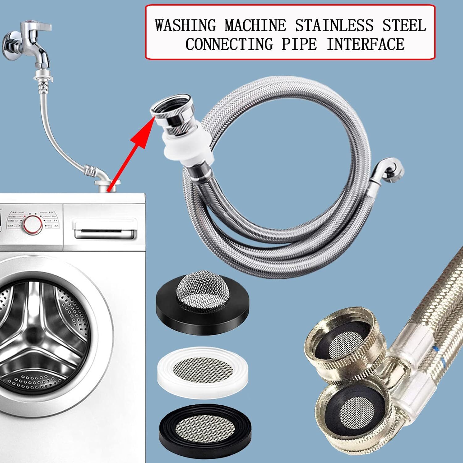 58 PCS Stainless Steel Shower Head & Hose Screen Filter Washer Kit
