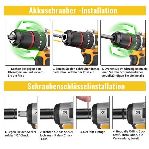 Akkuschrauber+Akku-Schlagschrauber set Bürstenlos 2Akkus+Ladegerät Reifenwechsel - Bild 9 von 13