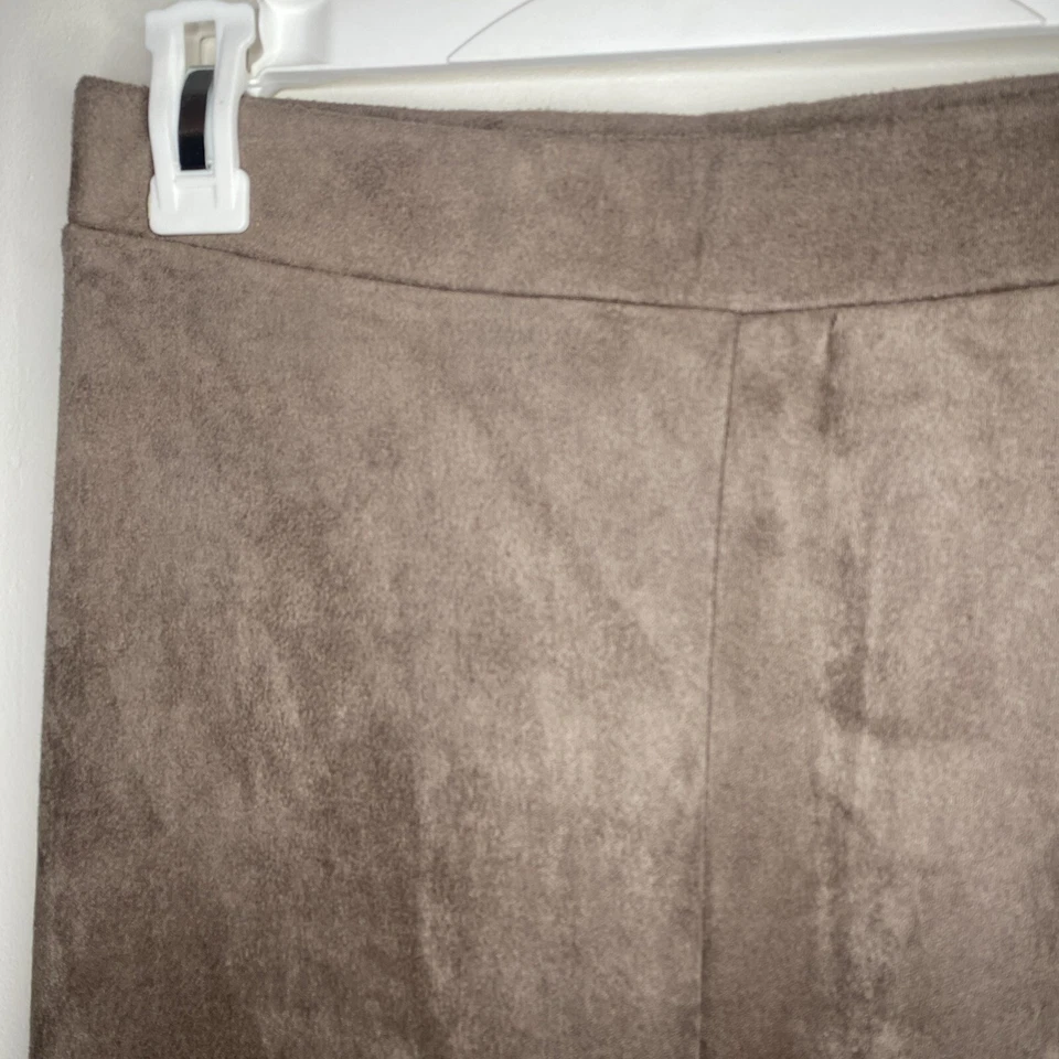 Leggings femininas Fornia tamanho M/L camurça sintética cintura média marrom cintura elástica elástica - Imagem 4 de 4