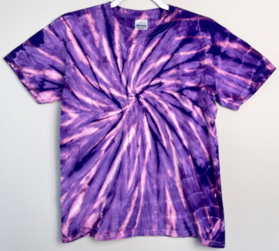Custom Handmade Tie Dye T-Shirt, Spiral Tie Dye Short Sleeve Tee, Youth Large