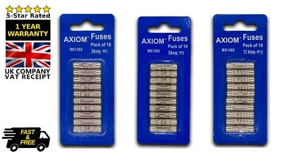 CED Assorted Cartridge Fuses Sets + 3/5/13 AMP + Domestic Fuse Household Mains Plug