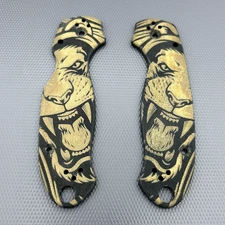 Spyderco Para 3 Scales ~ Authentic Black G-10 Lion Pattern  C223GP (No Knife)