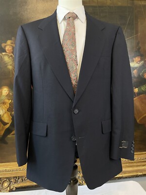 NWT VTG Hart Schaffner Marx 40L Black Hopsack Micron 2000 Wool Blazer Jacket