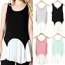 Women's Tank Top with Chiffon Bottom Hem S M L