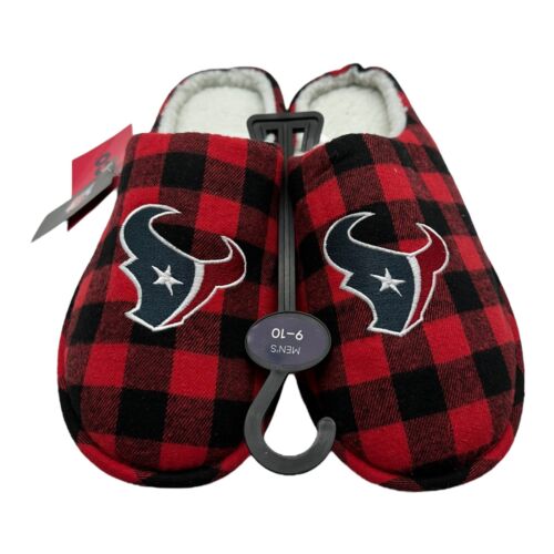 Men's FOCO NFL Houston Texans Team Slippers Slip on House Shoes Size 9-10 - Picture 1 of 3