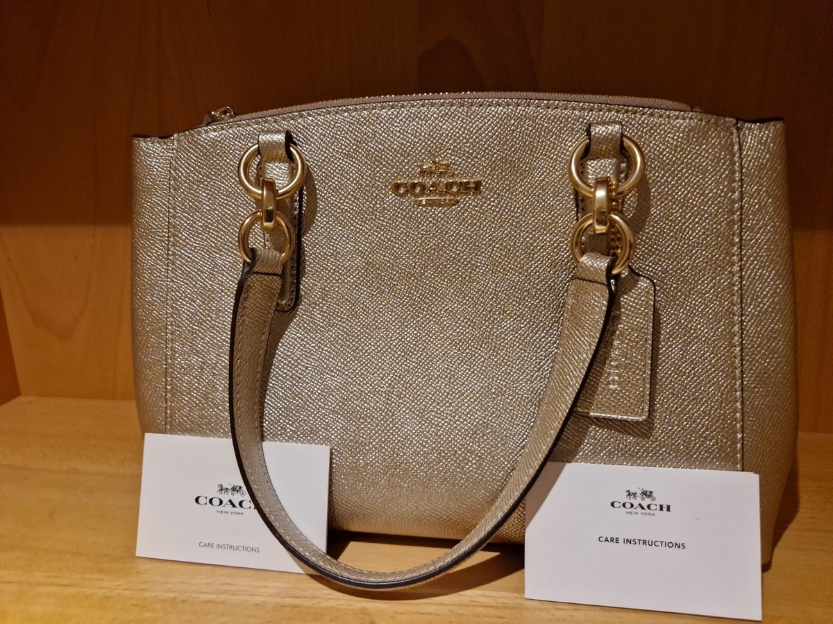 Coach Mini Christie Carryall Handbag F23337 Metallic Platinum Gold 