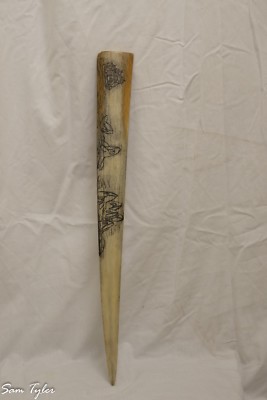 Art Scrimshawed Swordfish Bill {Whaling Ship &Two Pods of Killer Whales}