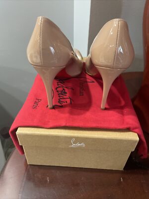 CHRISTIAN LOUBOUTIN PARIS SIMPLE PUMP 85 PATENT CALF LEATHER NUDE