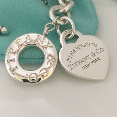 9” Large Please Return to Tiffany Heart Tag Toggle Charm Bracelet