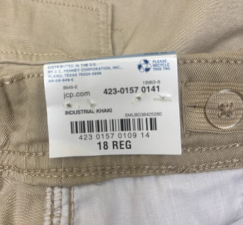 Arizona Jean Co Flex Adjustable Waist Cargo Shorts Industrial Khaki Boys 18 New - Picture 10 of 12