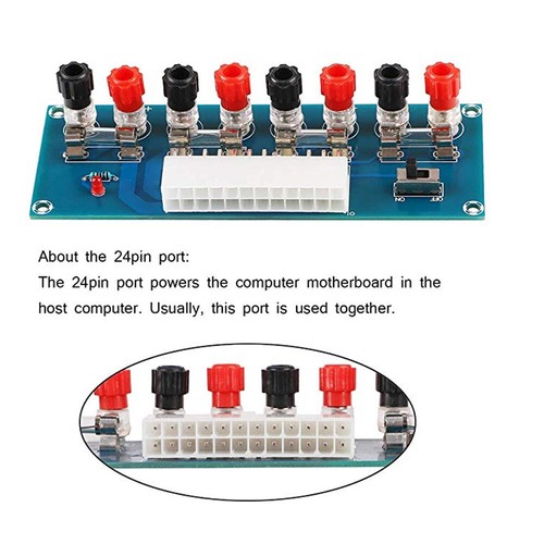 24 Pin ATX Power Supply Board PC Adapter With Power Indicator REL - Photo 8/10